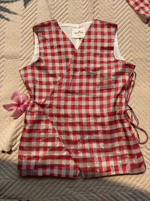 Aadya- Tie up Vest Top in Chanderi Tissue fabric