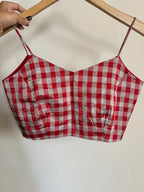 MALKIN TOP- Crop top in Checkered Chanderi Tissue fabric