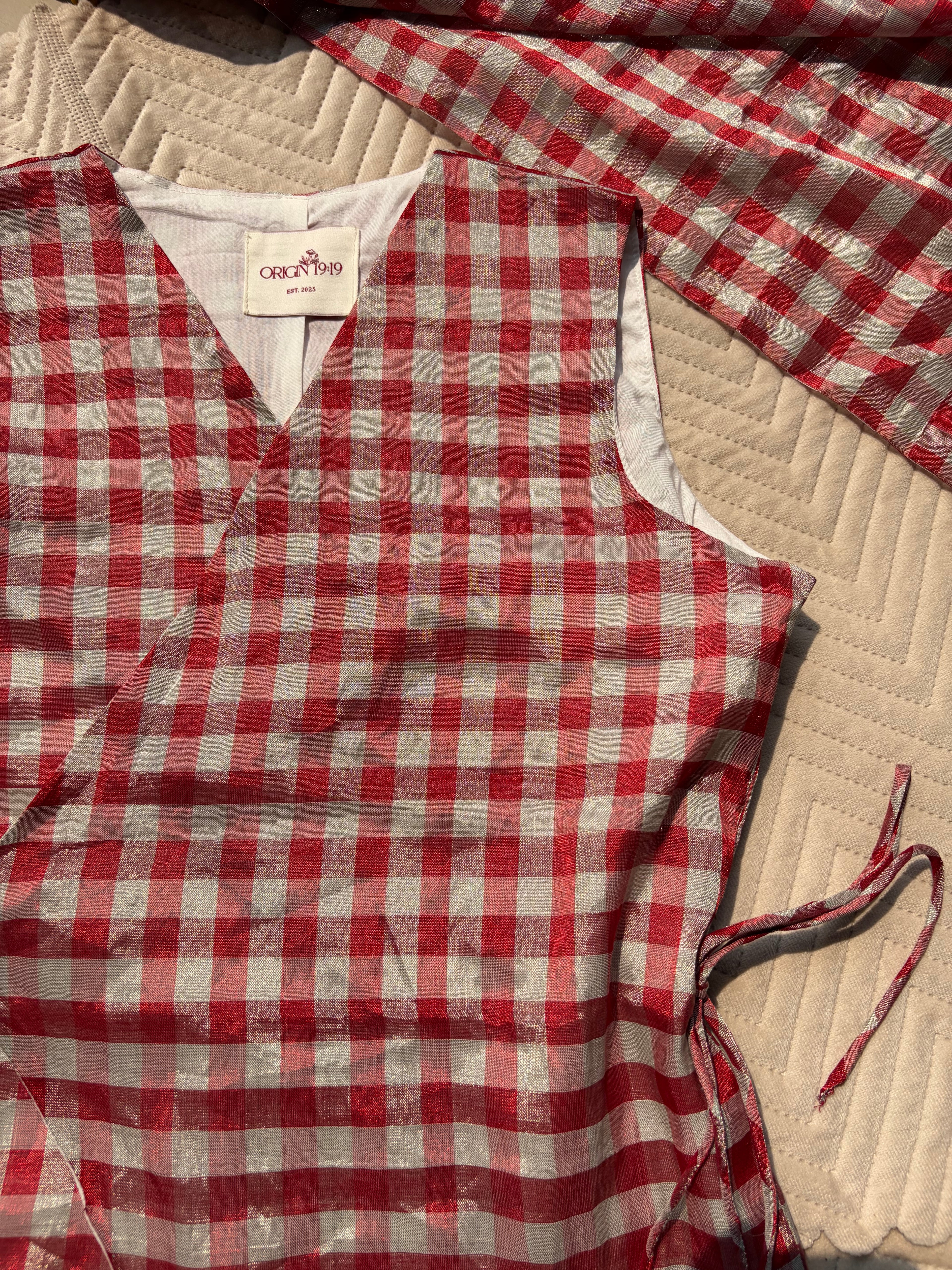 Aadya- Tie up Vest Top in Chanderi Tissue fabric