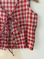 Pinterest Top- in Chanderi Tissue Checkered fabric
