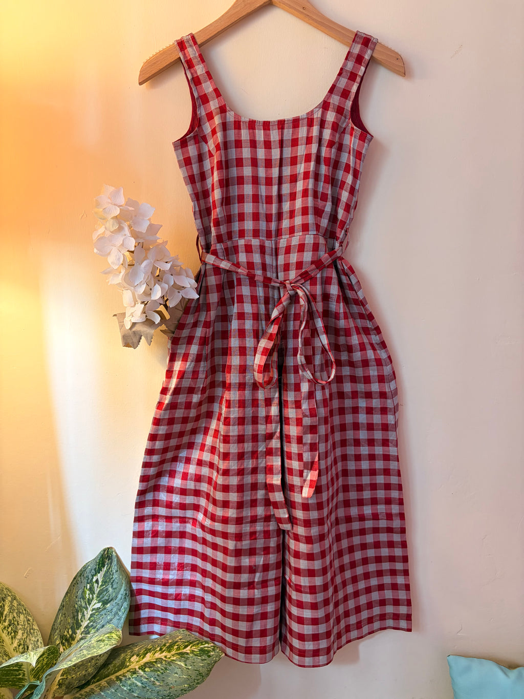 Power Jumpsuit in Check pattern Chanderi fabric