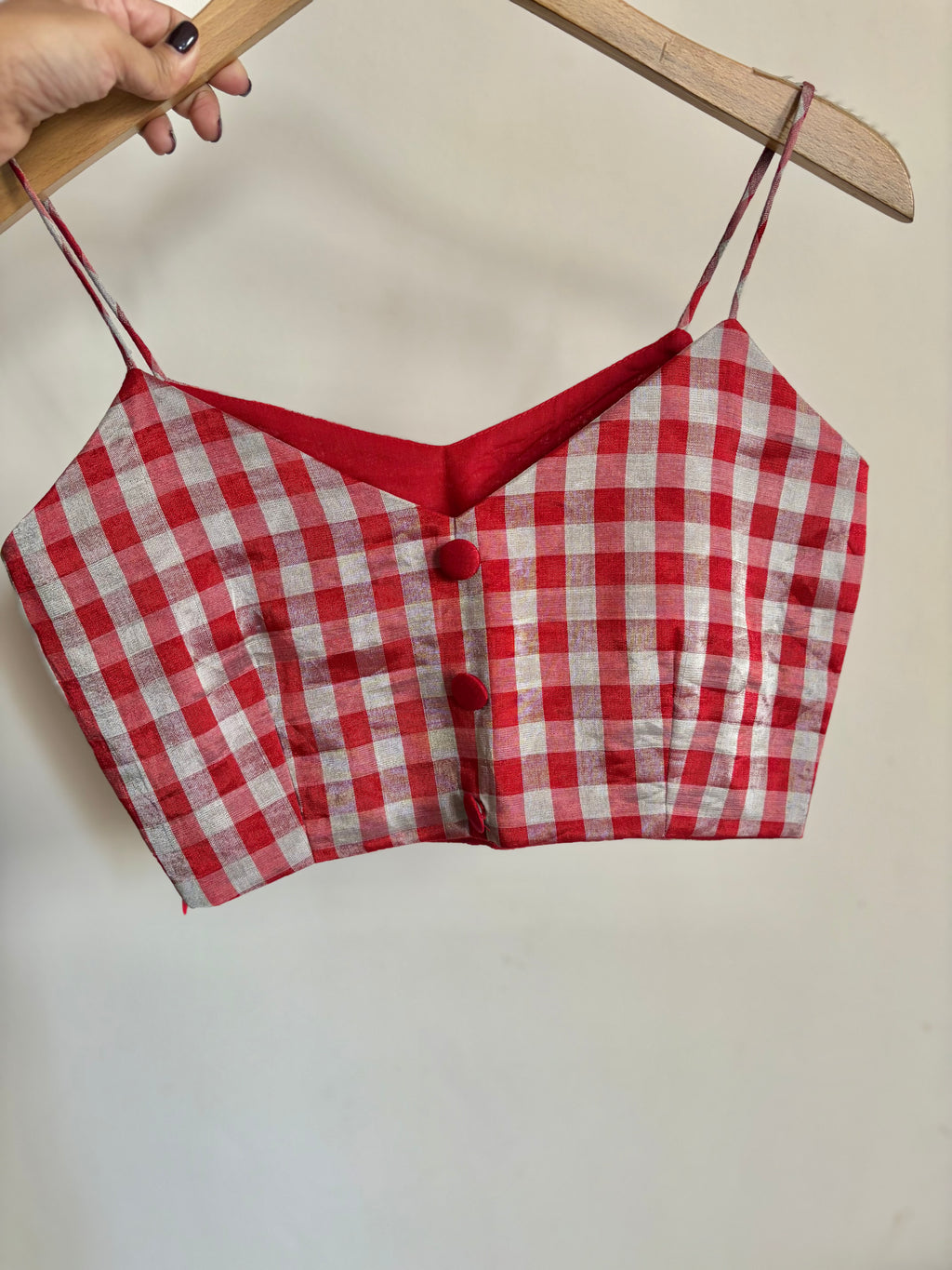 MALKIN TOP- Crop top in Checkered Chanderi Tissue fabric
