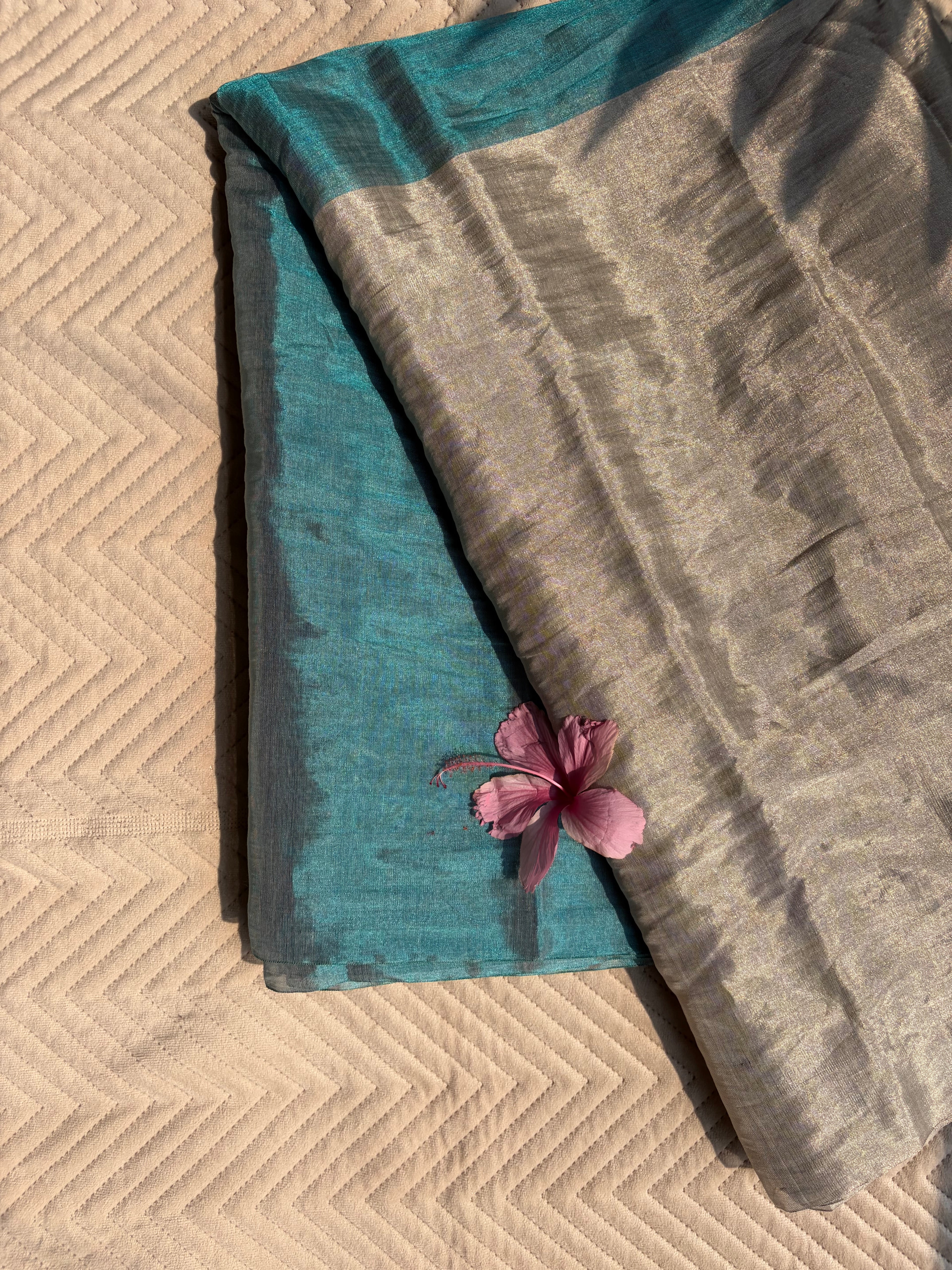 Chanderi Tissue Color blocked Saree