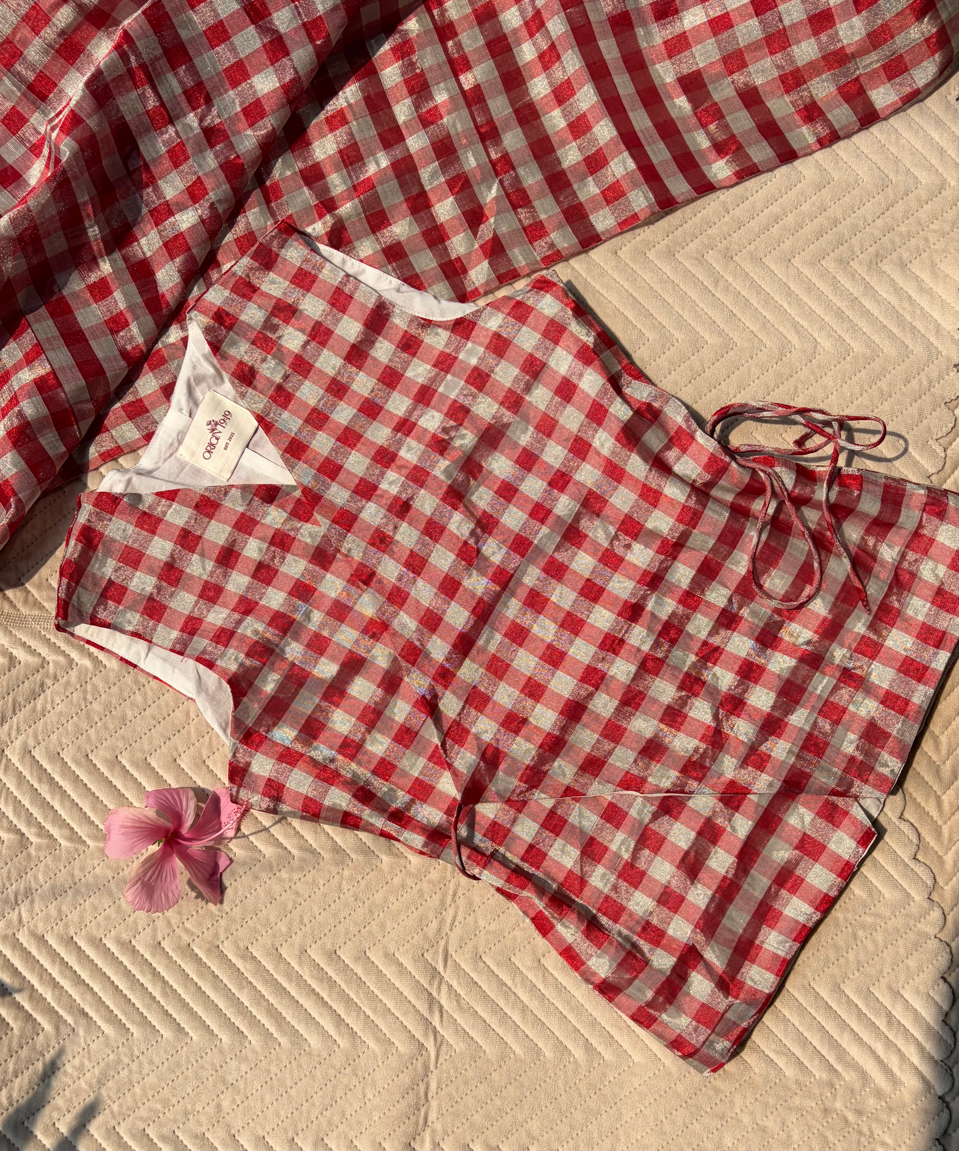 Aadya- Tie up Vest Top in Chanderi Tissue fabric