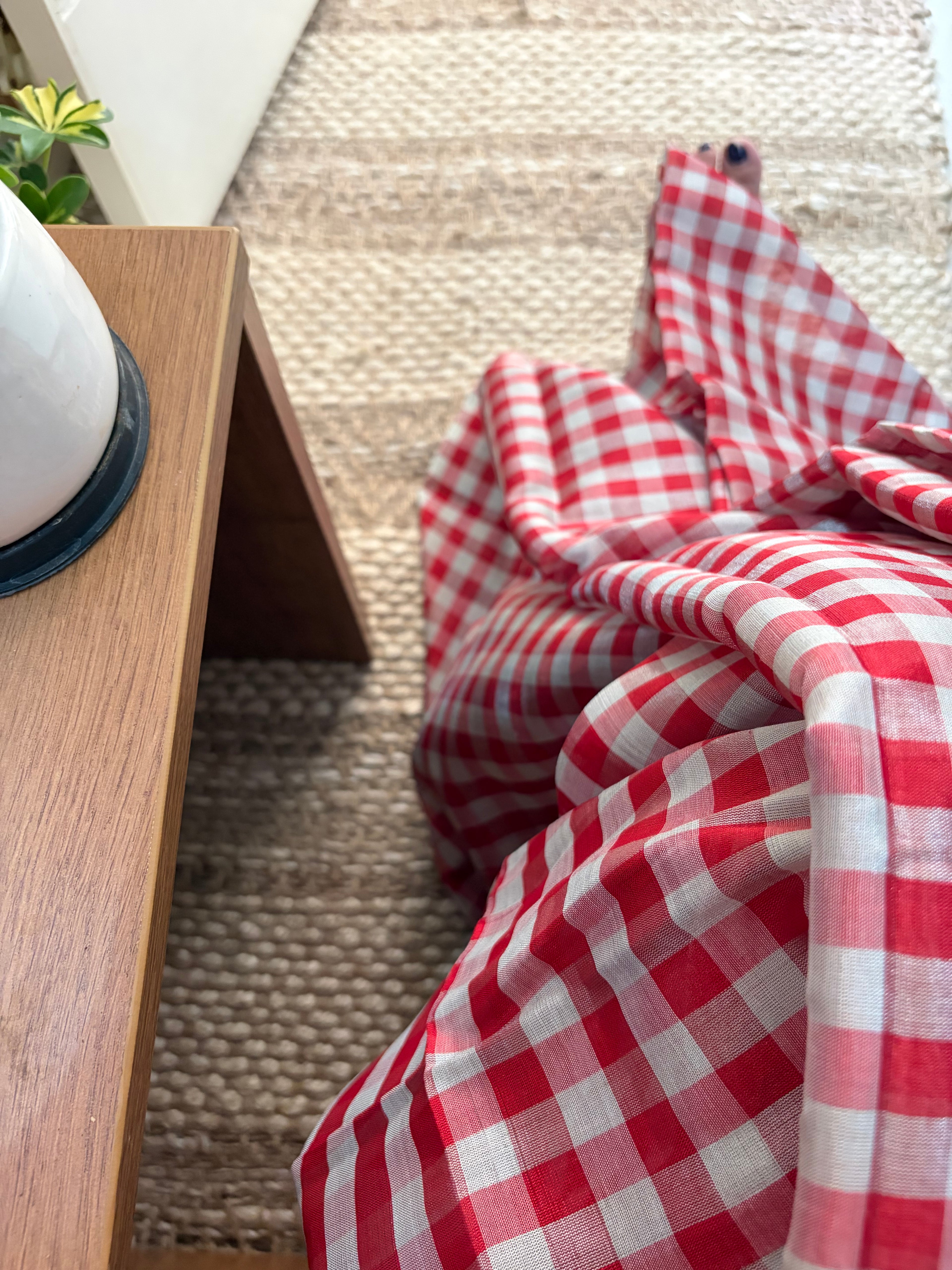 Check Pattern Chanderi Tissue Saree