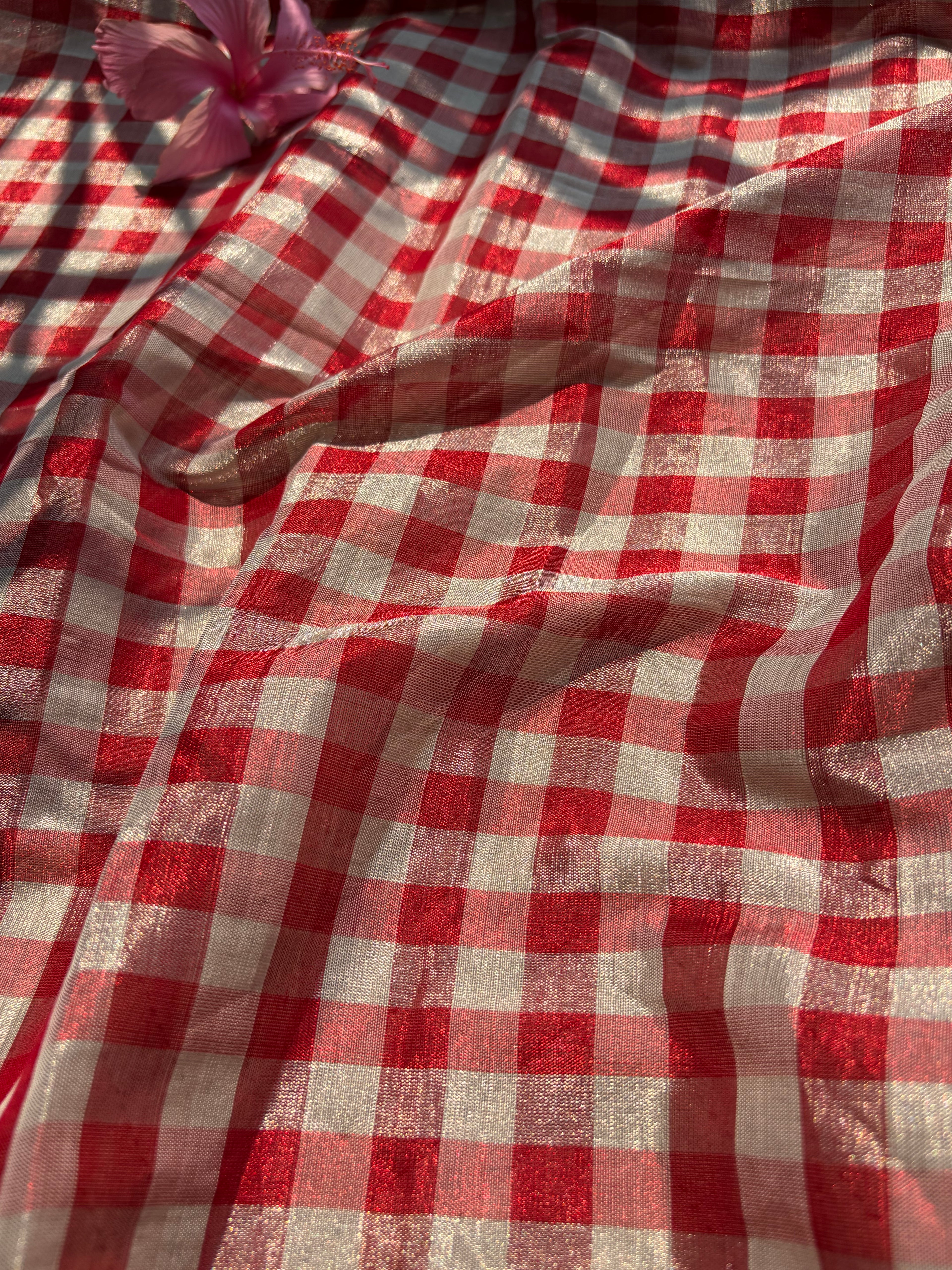 Check Pattern Chanderi Tissue Saree