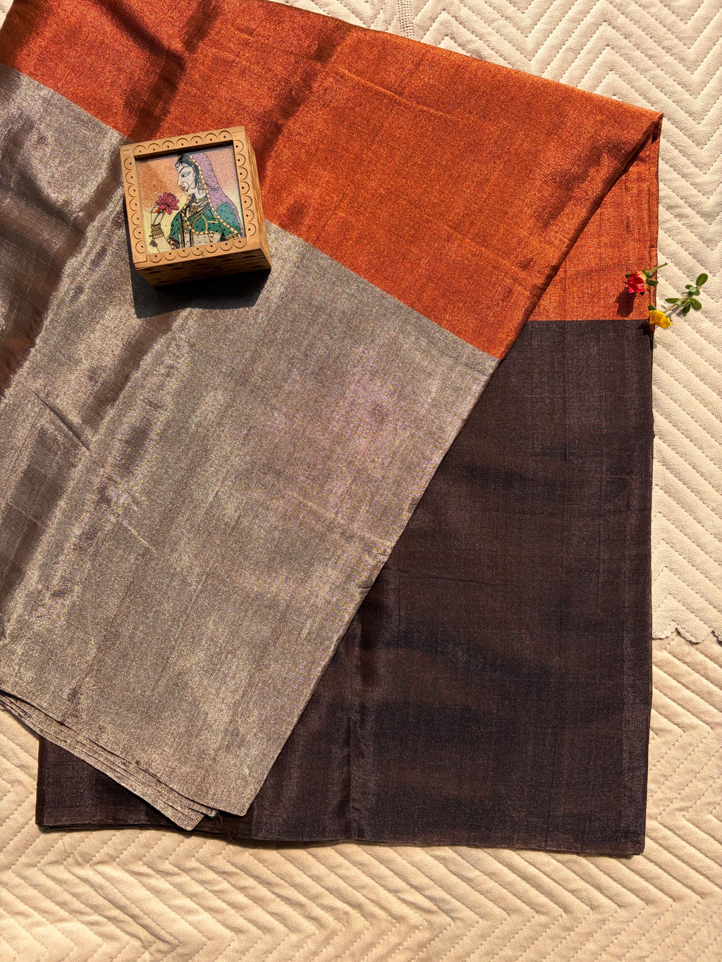 Colorblocked Chanderi Tissue Saree